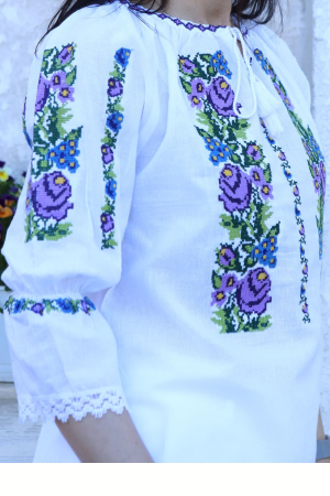 Ie damă Iustina broderie mov [3]