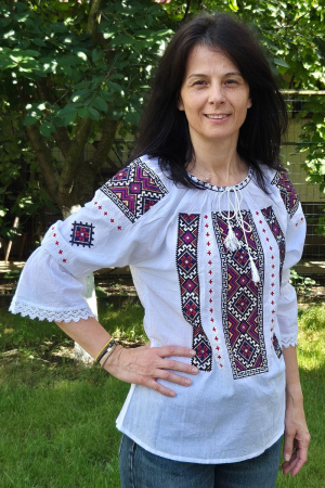 Ie damă Paraschevi broderie grena [2]
