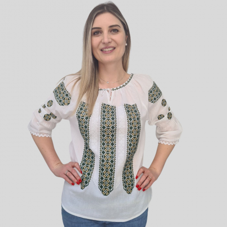 Ie damă Marcela broderie verde [0]