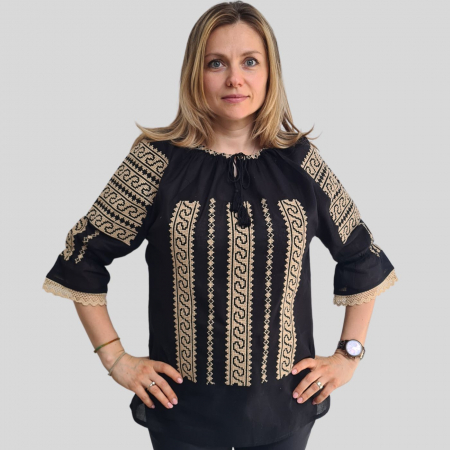 Dama - Ie damă Nectaria broderie bej