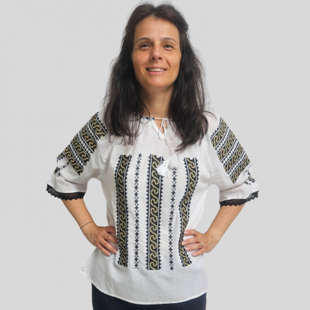 Dama - Ie damă Nectaria broderie neagra si aurie