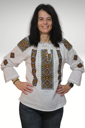 ie - Ie damă Paraschevi broderie kaki maneca lunga