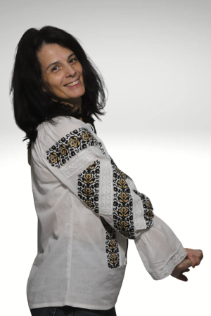 Ie damă Pinufia broderie bej maneca lunga [3]