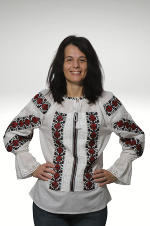 ie - Ie damă Pinufia broderie rosie maneca lunga -