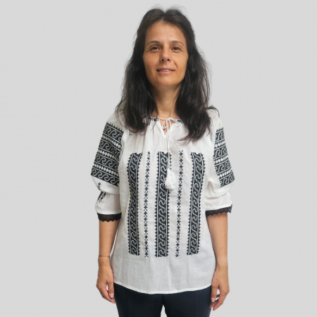 Dama - Ie damă Nectaria broderie neagra si argintie