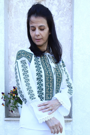 Ie damă Monalisa broderie verde [1]