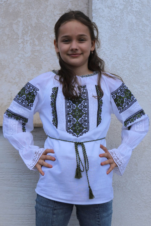 ie fete - Ie fete Elefteria broderie verde