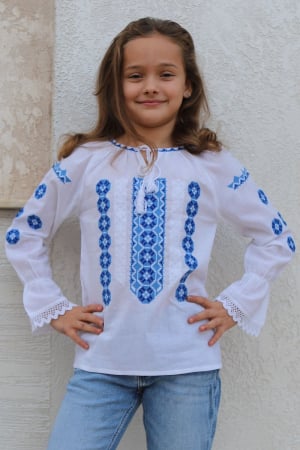 ie fete - Ie fete Marcela broderie albastră