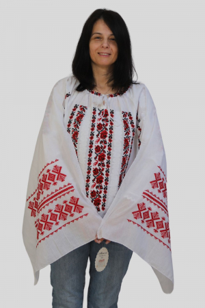 Maramă alba broderie rosie bradut [1]