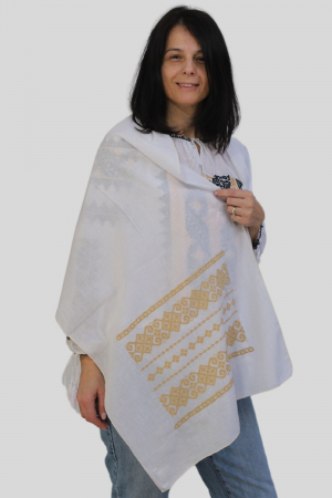 Maramă alba broderie bej X [2]