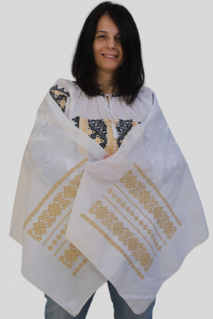 Maramă alba broderie bej X [1]