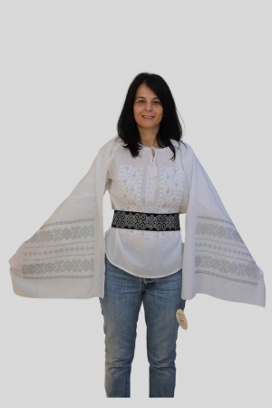 Dama - Maramă alba broderie argintiu