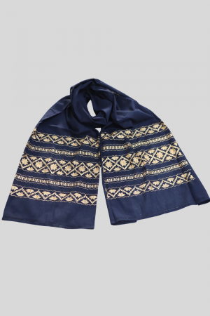 Dama - Maramă bleumarin broderie bej
