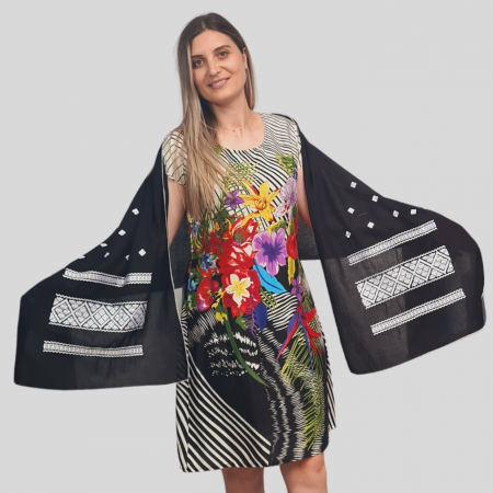 Marama neagra broderie alba [1]
