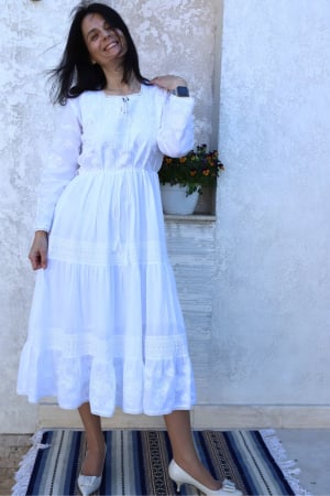 Dama - Rochie damă Eufrosina broderie alba