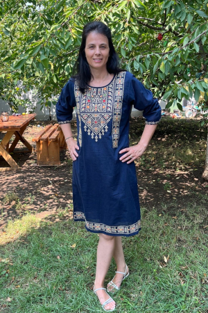 rochii - Rochie damă Roxana culoarea bleumarin