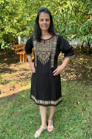 Rochie damă Roxana culoare neagră mărimi mari mărimi mari - Rochie damă Roxana culoare neagră mărimi mari