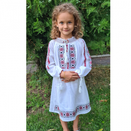Rochie fete Teodora broderie grena