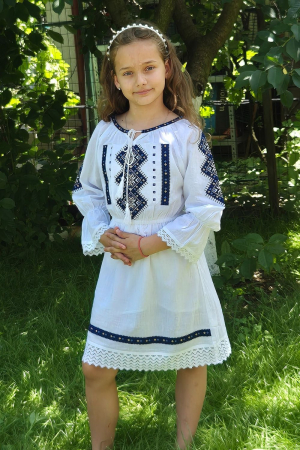 rochii - Rochie fete Rebeca broderie albastră