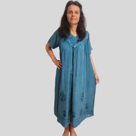 Rochie lungă vâscoză Stela albastru denim [1]