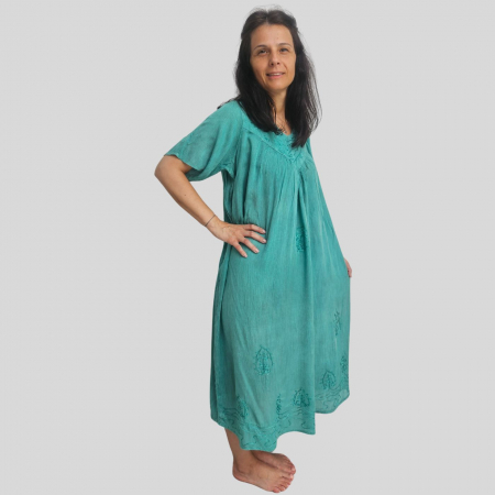 Rochie lungă vâscoză Stela turcoaz [1]