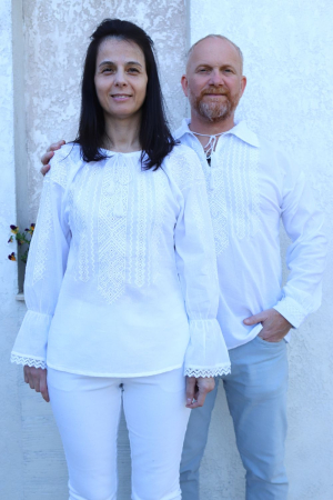 Seturi pentru familie - Set cuplu Euvu si Aurelia broderie alba
