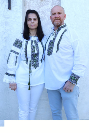 Seturi pentru familie - Set cuplu Elefterie si Elefteria broderie verde