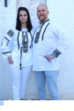 Set cuplu Elefterie si Elefteria broderie verde [2]