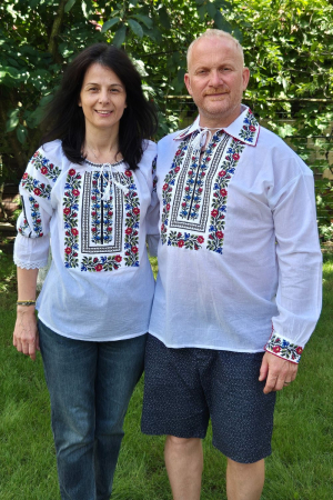 Set cuplu Nestor broderie rosie si albastra [1]