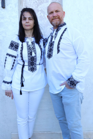Seturi pentru familie - Set cuplu Elefterie si Elefteria broderie neagra