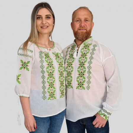 Seturi pentru familie - Set el și ea Paraschiv broderie verde