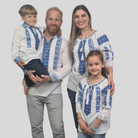 Seturi pentru familie - Set familie Eladie si Ruxandra broderie albastra