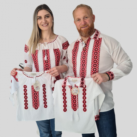 Seturi pentru familie - Set familie Marcel broderie roșie
