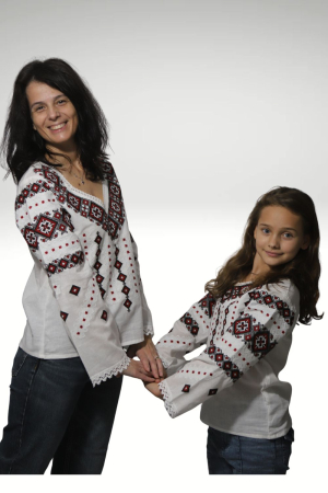 Set mama-fiica Antuzia broderie rosie [1]