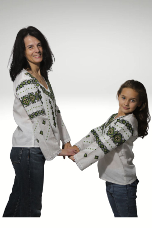 Seturi pentru familie - Set mama-fiica Antuzia broderie verde