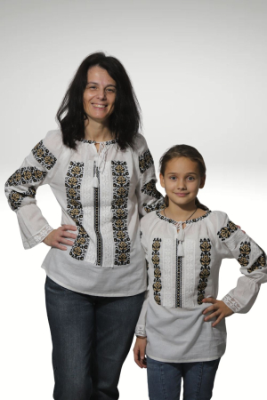 Seturi pentru familie - Set mama-fiica Pinufia broderie bej