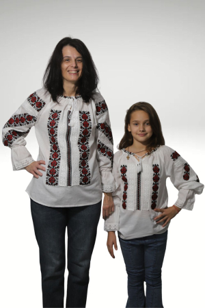 Seturi pentru familie - Set mama-fiica Pinufia broderie rosie