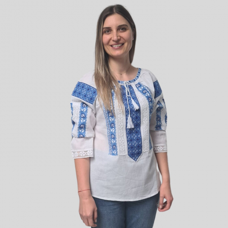 Set mama-fiica Ruxandra broderie albastra [1]