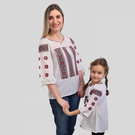 Seturi pentru familie - Set mama fiică Teodula broderie rosie