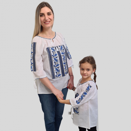 Seturi pentru familie - Set mamă fiică Viorica broderie albastră