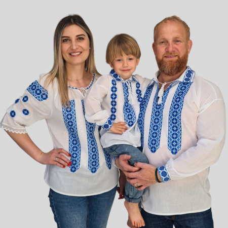 Set mamă-tată-fiu Marcel broderie albastră [0]