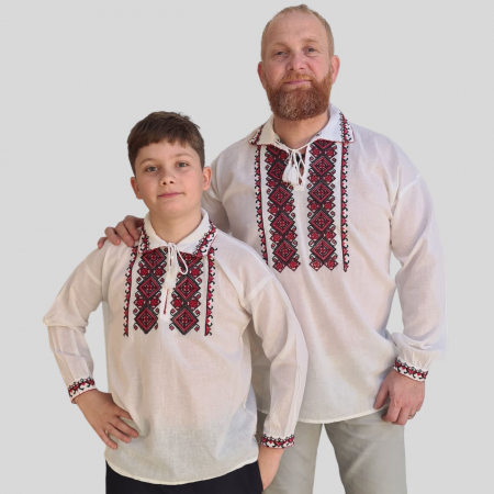Set tată-fiu Chiril broderie roșie [1]