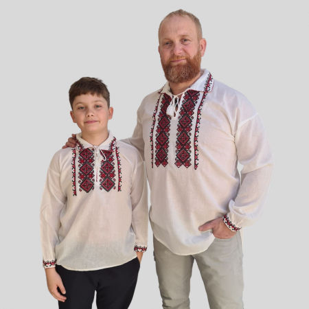 Seturi pentru familie - Set tată-fiu Chiril broderie roșie