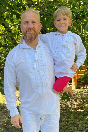 Seturi pentru familie - Set tata-fiu Filimon broderie argintie