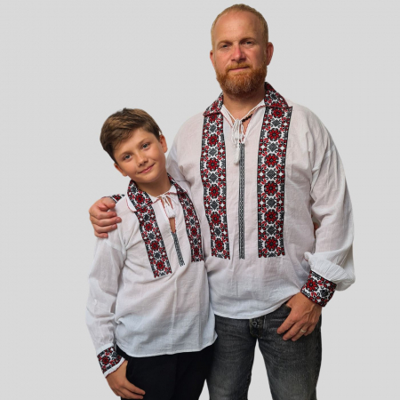 Seturi pentru familie - Set tata-fiu Matia broderie rosie