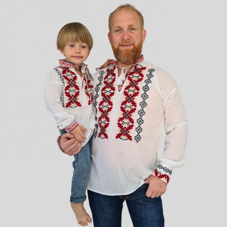 Set tată-fiu Paraschiv broderie roșie [1]