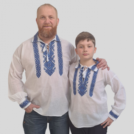 Seturi pentru familie - Set tată-fiu Răzvan broderie albastră