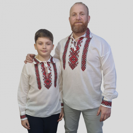 Seturi pentru familie - Set tată-fiu Răzvan broderie roșie