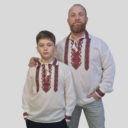 Set tată-fiu Răzvan broderie roșie [1]