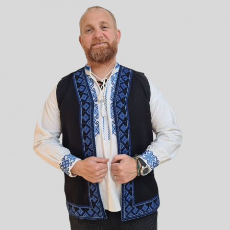 Vestă bărbați Traian broderie albastra [1]